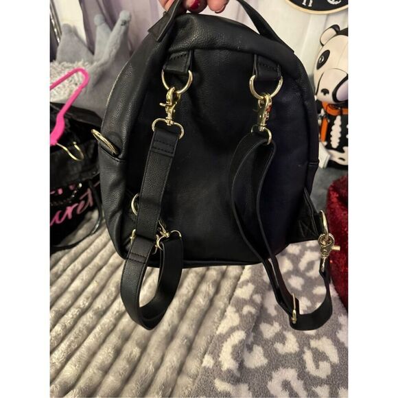 Betsey johnson pink black white stripe bow convertible backpack  minibag purse - Picture 5 of 11